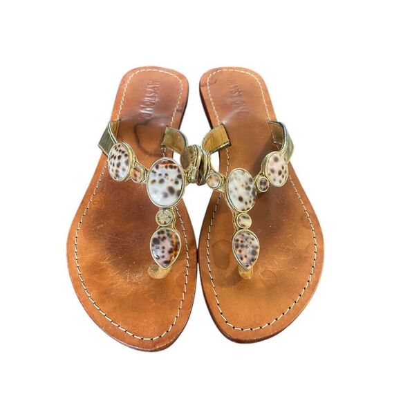 Mystique Thong Sandals Animal Print Brown Size 9 - Picture 1 of 10